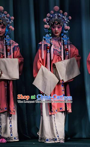 Chinese Ping Opera Qin Xianglian Palace Maid Apparels Costumes and Headdress Traditional Pingju Opera Female Servant Dress Garment