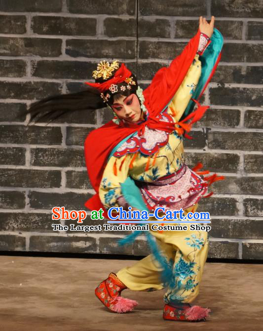 Chinese Beijing Opera Martial Female Apparels Seven Heros Five Gallants Costumes and Headpieces Traditional Peking Opera Swordswoman Dress Garment