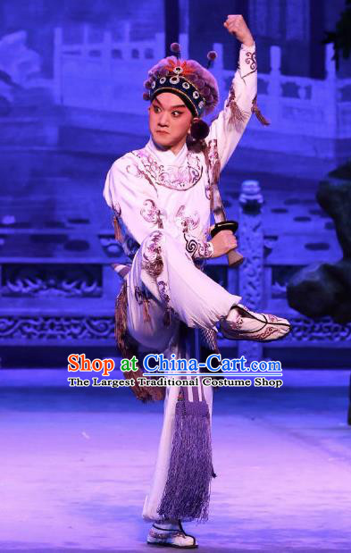 Seven Heros Five Gallants Chinese Peking Opera Young Male Garment Costumes and Headwear Beijing Opera Knight Apparels Swordsman Bai Yutang Clothing