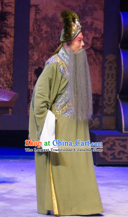 Seven Heros Five Gallants Chinese Peking Opera Laosheng Garment Costumes and Headwear Beijing Opera Landlord Apparels Elderly Male Clothing