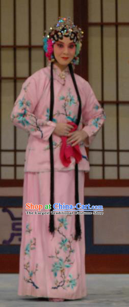 Chinese Beijing Opera Liu Lanzhi Young Girl Apparels Costumes and Headpieces Traditional Peking Opera Xiaodan Pink Dress Garment