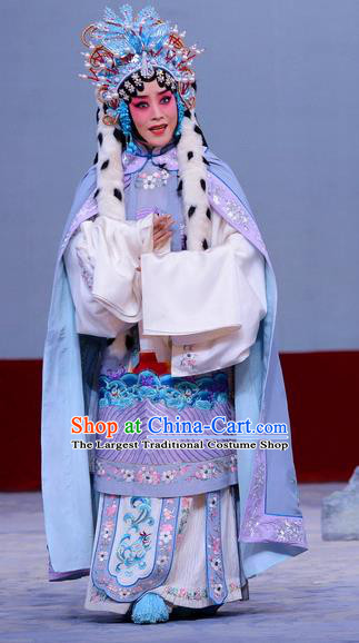 Chinese Beijing Opera Hua Tan Apparels Return to the Han Dynasty Costumes and Headpieces Traditional Peking Opera Diva Dress Imperial Concubine Cai Wenji Garment