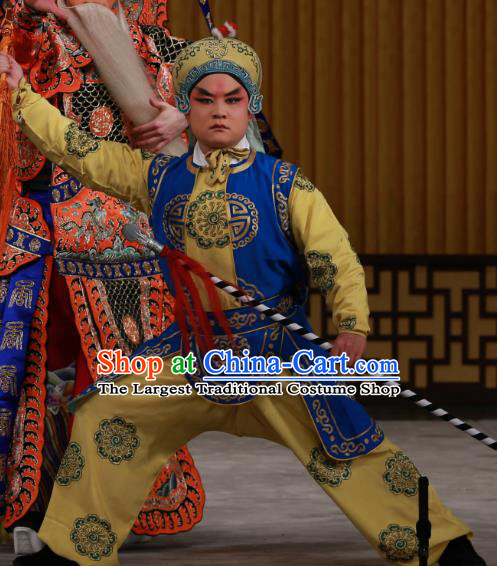 Dingjun Mount Chinese Peking Opera Wusheng Garment Costumes and Headwear Beijing Opera Takefu Apparels Soldier Clothing