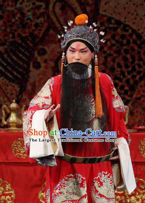 Zhai Ying Hui Chinese Peking Opera King Chuzhuang Garment Costumes and Headwear Beijing Opera Laosheng Apparels Elderly Male Clothing