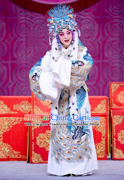 Chinese Beijing Opera Imperial Concubine Cai Wenji Apparels Return to the Han Dynasty Costumes and Headpieces Traditional Peking Opera Hua Tan Dress Actress Garment