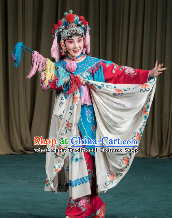 Chinese Beijing Opera Young Lady Apparels Xiao Fang Niu Costumes and Headpieces Traditional Peking Opera Country Woman Dress Garment