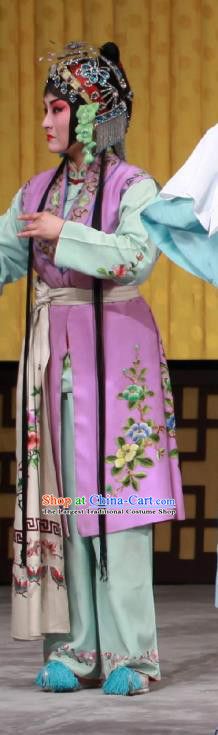 Chinese Beijing Opera Servant Girl Apparels San Ji Zhang Costumes and Headpieces Traditional Peking Opera Xiaodan Dress Garment