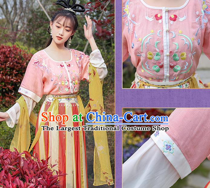 Chinese Traditional Tang Dynasty Young Lady Hanfu Dress Ancient Royal Princess Apparels Goddess Historical Costumes Complete Set
