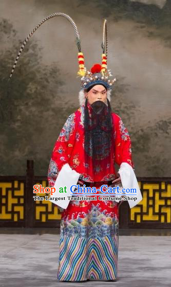 Daming Prefecture Chinese Peking Opera Old Man Garment Costumes and Headwear Beijing Opera Laosheng Apparels Elderly Male Clothing
