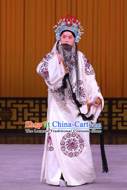 Yue Mu Ci Zi Chinese Peking Opera Laosheng Garment Costumes and Headwear Beijing Opera General Yue Fei Apparels Takefu Clothing