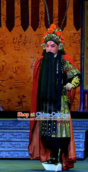 King Zhao Wuling Chinese Peking Opera General Garment Costumes and Headwear Beijing Opera Military Officer Apparels Armor Clothing