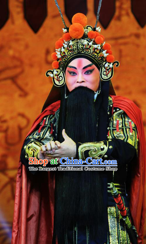 King Zhao Wuling Chinese Peking Opera General Garment Costumes and Headwear Beijing Opera Military Officer Apparels Armor Clothing