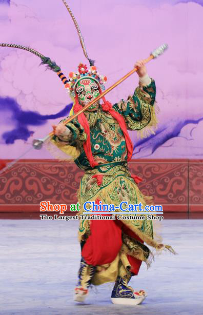 Ju Da Gang Chinese Peking Opera Martial Male Armor Garment Costumes and Headwear Beijing Opera Swordsman Apparels Soldier Clothing