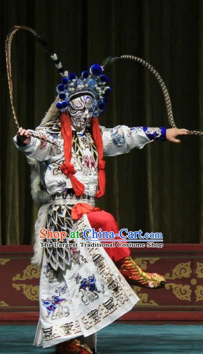 Ju Da Gang Chinese Peking Opera Takefu Garment Costumes and Headwear Beijing Opera Swordsman Apparels Martial Male Soldier Clothing