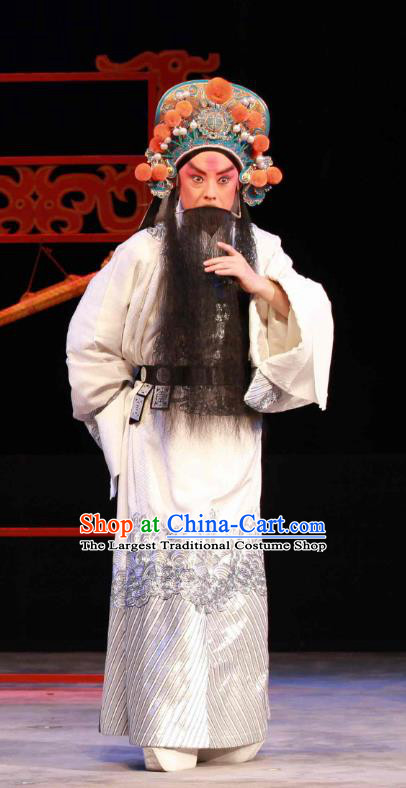 Feng Yu Xing Huang Qi Chinese Peking Opera Elderly Male Song Jiang Garment Costumes and Headwear Beijing Opera Laosheng Apparels Clothing