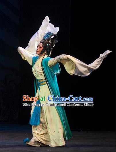 Chinese Beijing Opera Distress Maiden Apparels Anecdote of Jian An Costumes and Headdress Traditional Peking Opera Actress Dress Diva Cai Wenji Garment