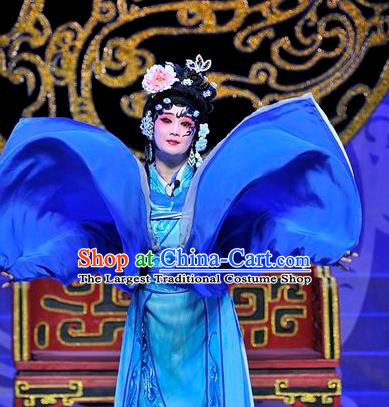 Chinese Beijing Opera Swordsman Apparels Qi Nv Wu Rong Costumes and Headdress Traditional Peking Opera Wudan Dress Martial Female Garment