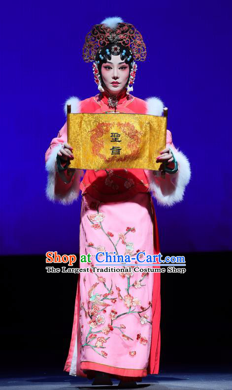 Chinese Beijing Opera Actress Apparels Mei Hua Zan Costumes and Headdress Traditional Peking Opera Princess Dress Hua Tan Noble Female Garment