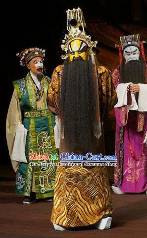 Wu Qi Chinese Peking Opera King Of Lu Apparels Costumes and Headpieces Beijing Opera Elderly Male Garment Lord Clothing
