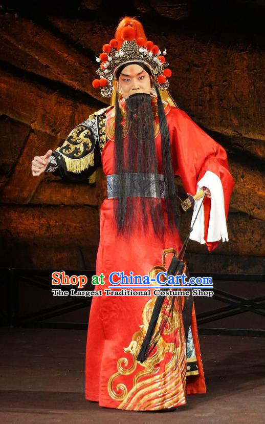 Wu Qi Chinese Peking Opera General Apparels Costumes and Headpieces Beijing Opera Martial Male Garment Military Officer Clothing