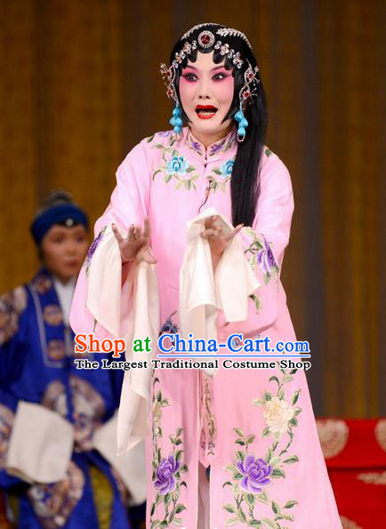 Chinese Beijing Opera Diva Jin Yunu Garment Costumes and Hair Accessories Traditional Peking Opera Hua Tan Dress Actress Pink Apparels