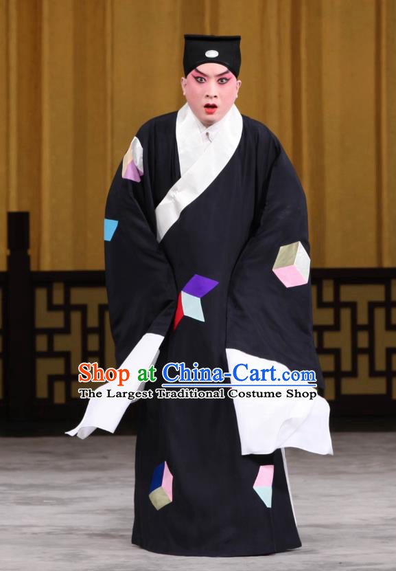 Jin Yunu Chinese Peking Opera Poor Scholar Mo Ji Apparels Costumes and Headpieces Beijing Opera Xiaosheng Garment Young Male Beggar Clothing