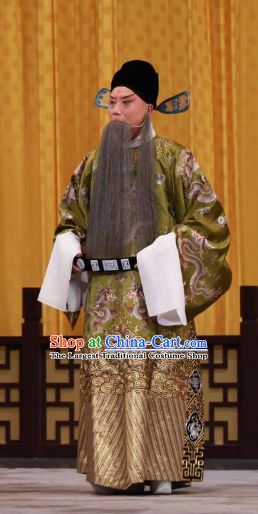 Tai Bai Drunk Chinese Peking Opera Laosheng Apparels Costumes and Headpieces Beijing Opera Elderly Male Garment Official He Zhizhang Clothing