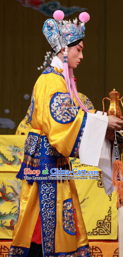Tai Bai Drunk Chinese Peking Opera Court Eunuch Apparels Costumes and Headpieces Beijing Opera Palace Servant Garment Clothing