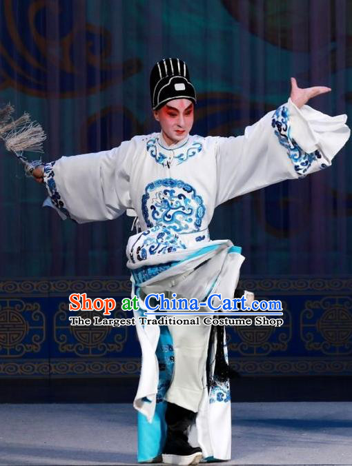 Hua Long Dian Jing Chinese Peking Opera Xiaosheng Apparels Costumes and Headpieces Beijing Opera Young Male Garment Scholar Ma Zhou Clothing