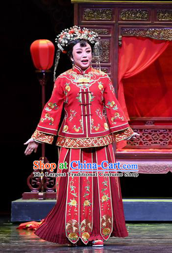 Chinese Ping Opera Young Female Servant Apparels Costumes and Headpieces Jin E Traditional Pingju Opera Bride Cao Yanan Dress Garment