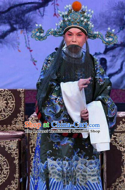 Wang Baochuan Chinese Peking Opera Laosheng Apparels Costumes and Headpieces Beijing Opera Elderly Male Garment Prime Minister Wang Yun Clothing