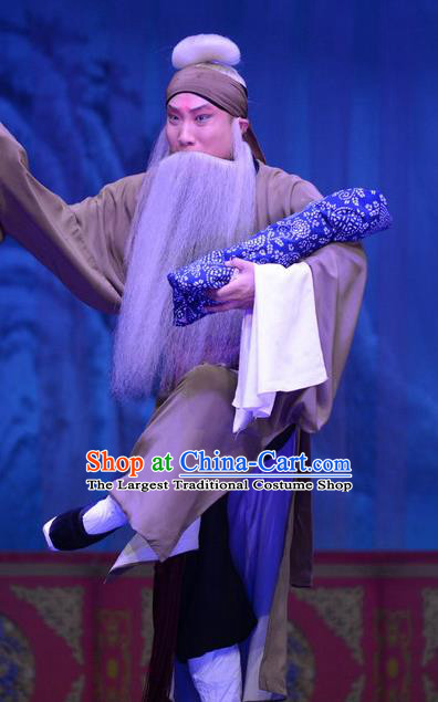 Li Sanniang Chinese Ping Opera Old Servant Garment Costumes and Headwear Pingju Opera Elderly Male Apparels Clothing