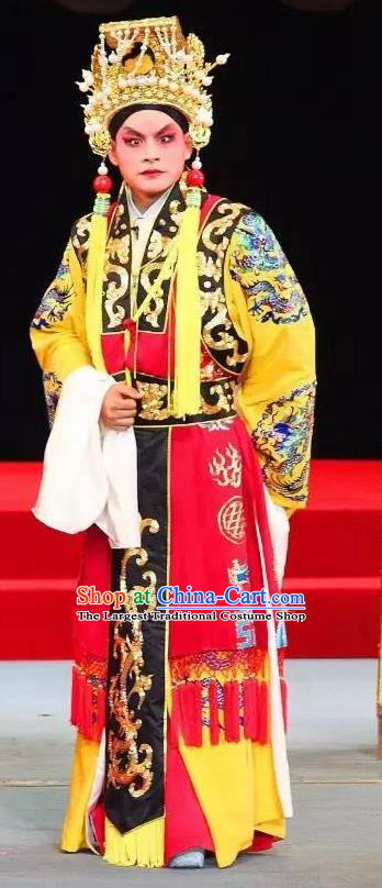 Tai Hou Gai Jia Chinese Sichuan Opera Emperor Apparels Costumes and Headpieces Peking Opera Xiaosheng Garment Young Male Clothing