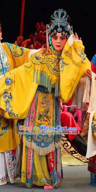 Chinese Sichuan Opera Hua Tan Garment Costumes and Hair Accessories Traditional Peking Opera Actress Yellow Dress Young Female Apparels