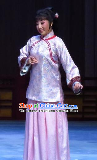 Chinese Ping Opera Republican Period Diva Apparels Costumes and Headpieces Zhao Yunniang Traditional Pingju Opera Dress Young Mistress Garment