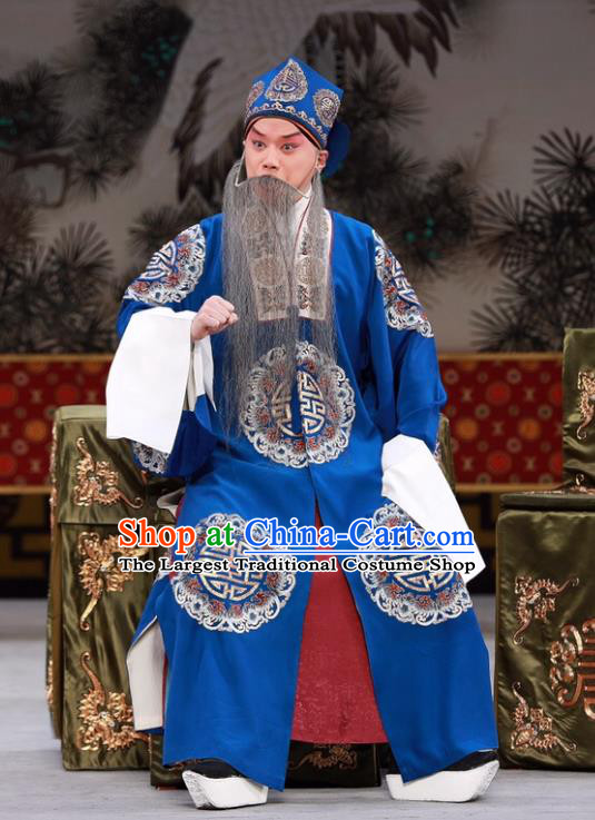 Chinese Peking Opera Elderly Male Apparels Costumes and Headpieces Beijing Opera Laosheng Garment Landlord Yu Ren Clothing