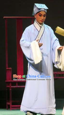 Chinese Peking Opera Scholar Liu Ruoshi Apparels Costumes and Headpieces Beijing Opera Xiaosheng Garment Young Male Clothing