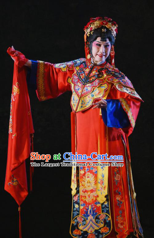 Chinese Beijing Opera Bride Garment Costumes and Hair Accessories Traditional Peking Opera The Golden Cangue Young Mistress Cao Qiqiao Dress Diva Apparels
