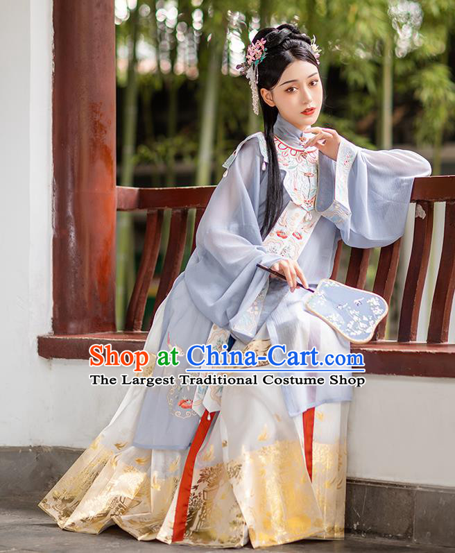 Chinese Traditional Ming Dynasty Historical Costumes Ancient Noble Female Hanfu Dress Embroidered Garment for Women