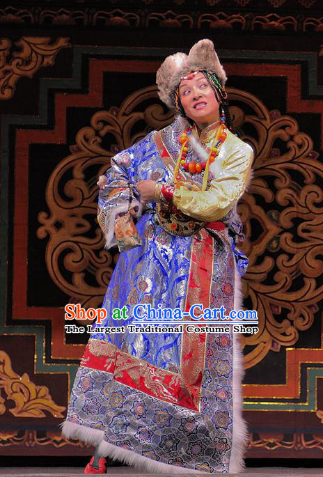 Chinese Sichuan Opera Actress Costumes and Hair Accessories Chen Ai Luo Ding Traditional Peking Opera Tibetan Female Dress Landgravine Apparels