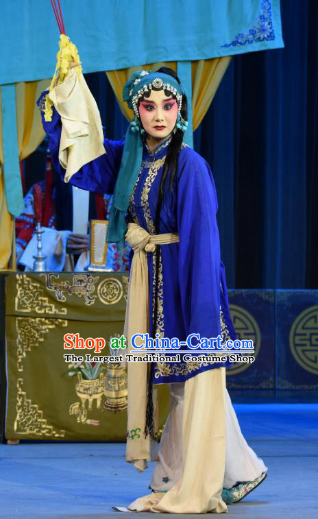 Chinese Sichuan Opera Distress Maiden Costumes and Hair Accessories Da Shen Traditional Peking Opera Tsing Yi Dress Actress Jiao Guiying Apparels