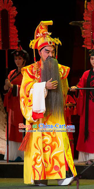 Hui Lan Ji Chinese Sichuan Opera King Apparels Costumes and Headpieces Peking Opera Elderly Male Garment Duke Clothing