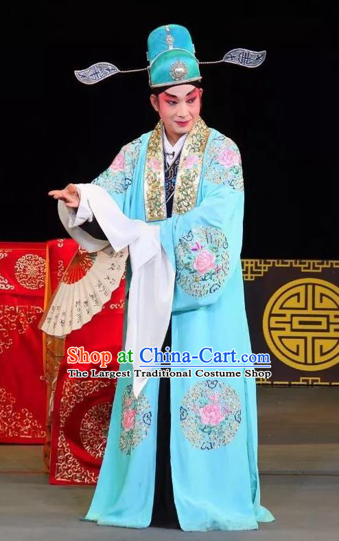 Fen Xiang Ji Chinese Sichuan Opera Scholar Wang Kui Apparels Costumes and Headpieces Peking Opera Niche Garment Xiaosheng Clothing