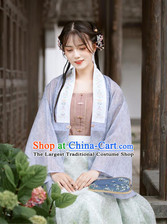 Chinese Ancient Civilian Woman Garment Hanfu Dress Traditional Ming Dynasty Village Girl Historical Costumes Complete Set