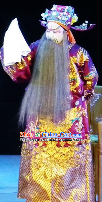 Red Plum Chinese Sichuan Opera Treacherous Official Jia Sidao Apparels Costumes and Headpieces Peking Opera Elderly Male Garment Clothing