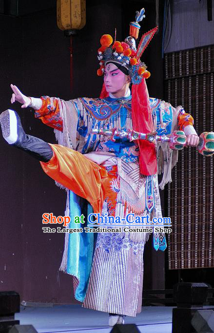Chinese Sichuan Opera Swordsman Apparels Costumes and Headpieces Peking Opera Wusheng Garment Martial Male Clothing