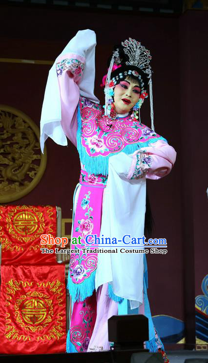 Chinese Sichuan Opera Hua Tan Garment Costumes and Hair Accessories Chu Gong Hui Traditional Peking Opera Imperial Consort Dress Actress Meng Ying Apparels