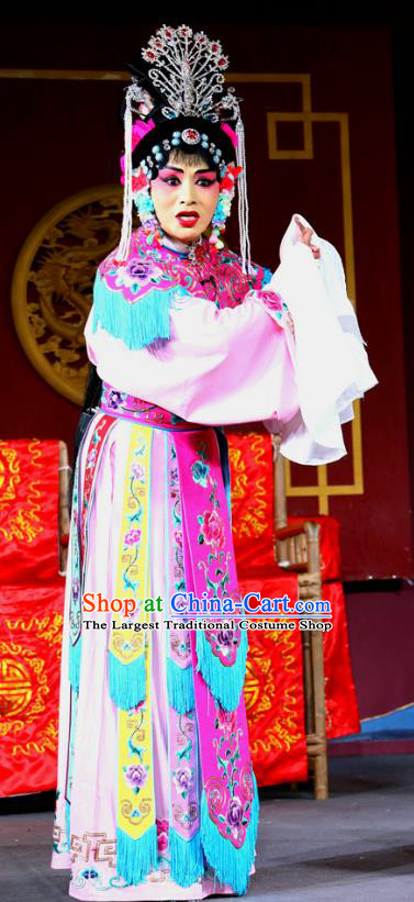 Chinese Sichuan Opera Hua Tan Garment Costumes and Hair Accessories Chu Gong Hui Traditional Peking Opera Imperial Consort Dress Actress Meng Ying Apparels