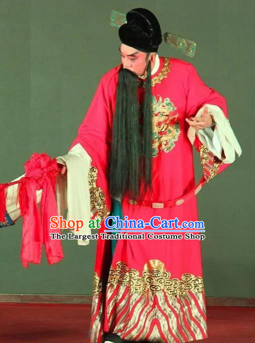 Ma Qian Po Shui Chinese Sichuan Opera Official Apparels Costumes and Headpieces Peking Opera Laosheng Zhu Maichen Garment Minister Clothing