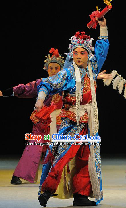Ma Qian Po Shui Chinese Sichuan Opera Swordsman Apparels Costumes and Headpieces Peking Opera Martial Male Garment Soldier Clothing